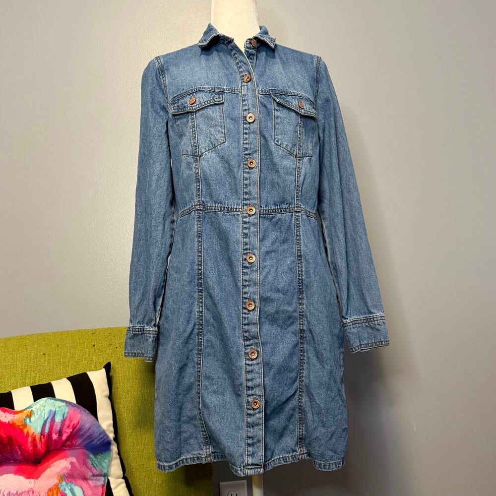 Frye Denim Jean Long Sleeve Shirt Dress